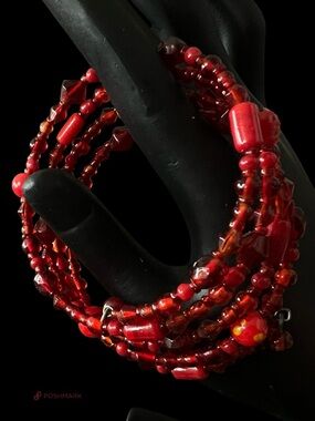 💖 Artisan Memory Wire Beaded Bracelet 💖
